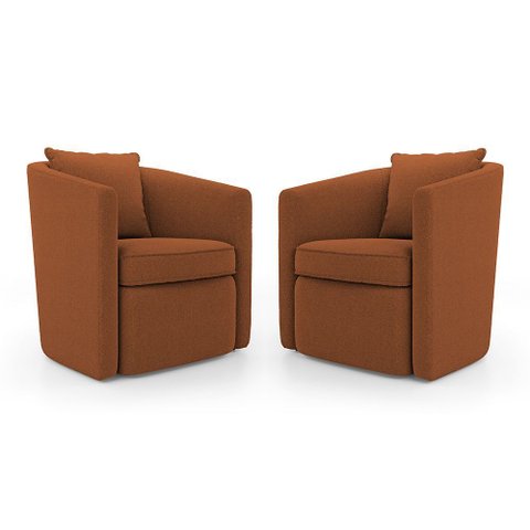Kit 02 Poltronas Decorativas Sala de Estar Aimê Bouclê Terracota - Desk Design