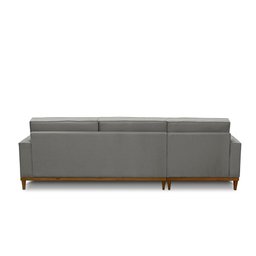 Sofá 3 Lugares 2,10m Living com Chaise Esquerdo Lavinia Linho Cinza Adonai Estofados - 5