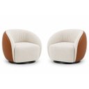 Ver imagem 3 de Kit 2 Poltrona Giratória 360° Orgânica Bouclé Sala Nuvem:Bouclê/Courino Sintético/ Off White Detalhe