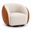 Ver imagem 7 de Kit 2 Poltrona Giratória 360° Orgânica Bouclé Sala Nuvem:Bouclê/Courino Sintético/ Off White Detalhe