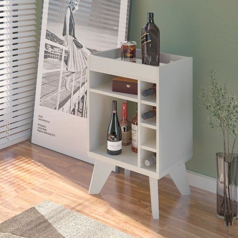 Bar com Espelho 6 Nichos Drink Branco/Off White