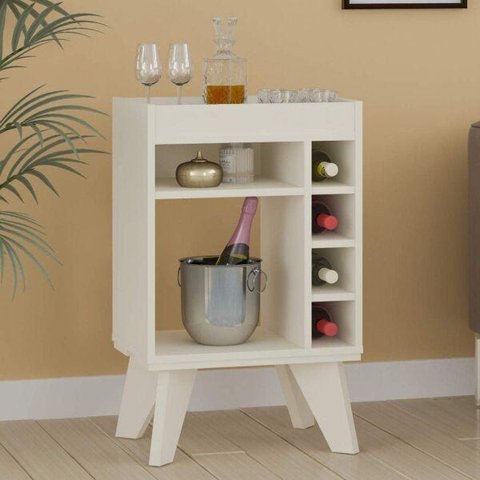 Bar com Espelho 6 Nichos Drink Branco/Off White
