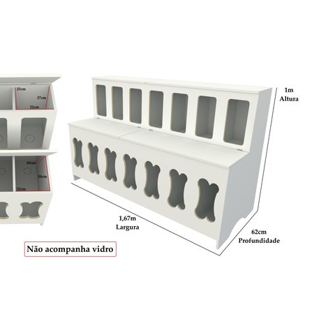 Pet Box 14 divisões osso (expositor, ração, cães, Gatos, Pet)