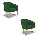 Ver imagem 1 de Kit 02 Poltronas Stella Veludo Verde Base Industrial Dourada - D’Rossi