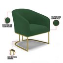 Ver imagem 6 de Kit 02 Poltronas Stella Veludo Verde Base Industrial Dourada - D’Rossi