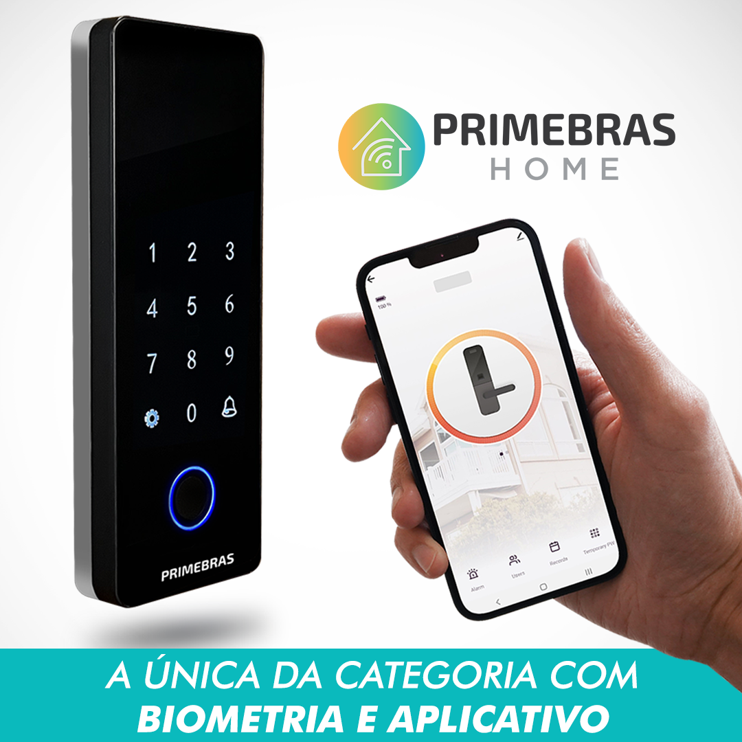 Fechadura Digital Com Aplicativo Primebras Atenas Porta Vidro - 1