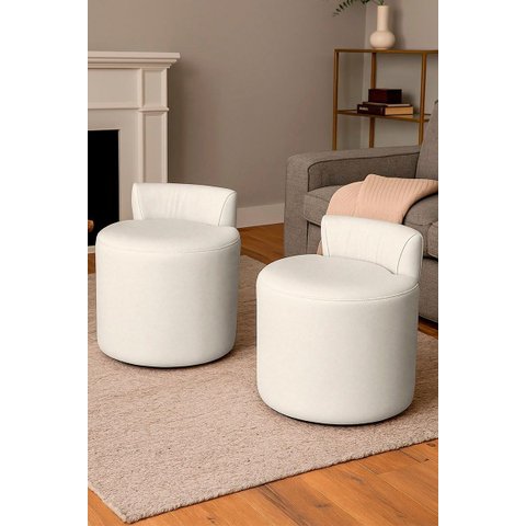 Kit 2 Puff'S Banqueta Alto Confortável Reforçado Minimalista Roma Corino