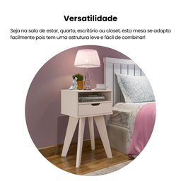 Mesa Lateral de Apoio com Gaveta Pés Retrô Vip Artely - 6