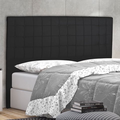 Cabeceira Cama Box King Paris Slim 195 Cm Suede Preto MV Estofados