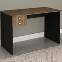 Ver imagem 2 de Escrivaninha Mesa Escritorio 2 Gavetas Me4165 Nogal Preto Tecno Mobili