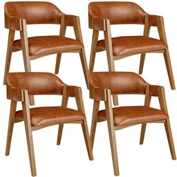 Kit 04 Cadeiras para Sala de Jantar e Estar Living Estofada Suran L02 Couríssimo Camel - Lyam Lyam D - 2