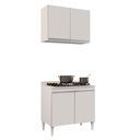 Ver imagem 1 de Kit Armário Aéreo e Balcão para Cooktop de Cozinha 02 Portas Diana Branco 80 cm - D’Rossi