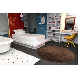 Tapete Redondo 2,00m Quarto Sala Escritório Pelo Macio.:Chocolate - 2