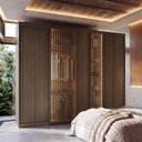 Ver imagem 1 de Guarda Roupas Casal 270cm Seringal c/LED CabeCasa MadeiraOriginals Marrom/Nogal