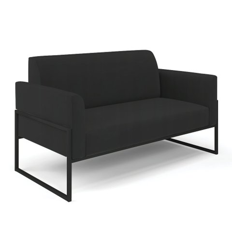 Sofá Namoradeira Base Industrial Alta Preto Marisa Veludo Preto D03 - D’Rossi
