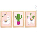 Ver imagem 1 de 3 Quadros Decorativos Infantil - Lhama com Moldura e Vidro:pinus