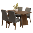 Ver imagem 3 de Conjunto Sala de Jantar Tampo de Madeira 4 Cadeiras Rustic/silver Évora Madesa