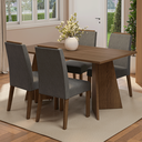 Ver imagem 1 de Conjunto Sala de Jantar Tampo de Madeira 4 Cadeiras Rustic/silver Évora Madesa