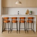 Ver imagem 2 de Banqueta Cozinha Média com Encosto Industrial Preto Kit 4 Londres Pu Whisky D03 - D'Rossi