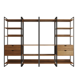 Quatro Modulos para Closet Industrial Ferro Preto Tampo Amêndoa - 2