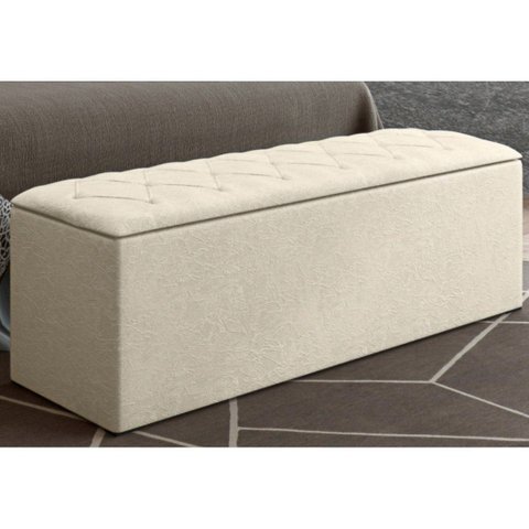 Calçadeira Baú 160 cm Paris - JS Móveis - Suede Amassado Bege