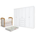 Ver imagem 1 de Conjunto Berço Americano Danny Guarda Roupa 6 Portas 4 Gavetas Branco Móveis Henn