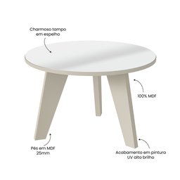 Mesa de Centro Tampo com Espelho Pés em MDF Espanha - 5