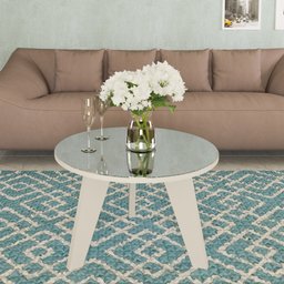 Mesa de Centro Tampo com Espelho Pés em MDF Espanha - 2