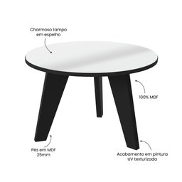 Mesa de Centro Tampo com Espelho Pés em MDF Espanha - 5