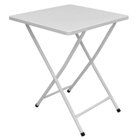 Mesa de Aço Dobrável Branca 71x58x58 Cm - 10.402.01 - Açomix Mesa de Aço Dobrável Branca - 10.