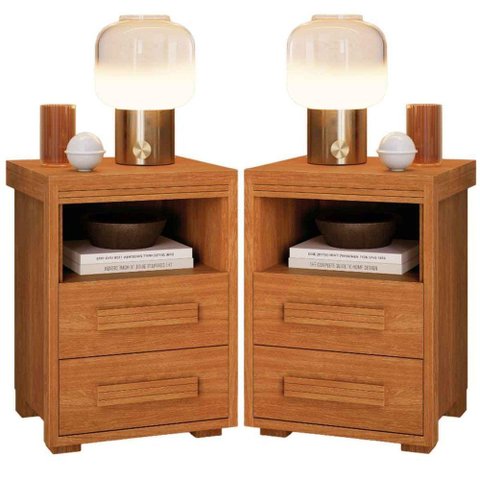 Kit 2 Mesas de Cabeceira 2 Gavetas Tóquio 100% Mdf - Casa Chick Nature