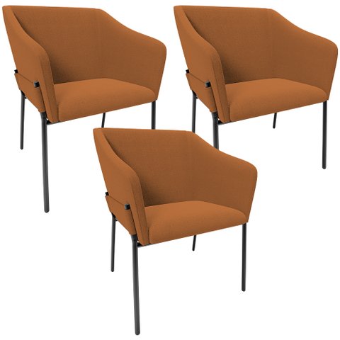 Kit 3 Cadeiras para Sala de Jantar Estar Living Olívia L02 Bouclê Terracota - Lyam Decor