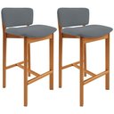Ver imagem 1 de Kit 02 Banquetas Alta para Cozinha Sala de Jantar Bar Dara L02 Suede Cinza - Lyam Decor