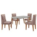 Ver imagem 2 de Mesa de Jantar Copper 120cm MDF Vidro com 4 Cadeiras Moderna Linho Capuccino/Off/Nat/Serig. Off