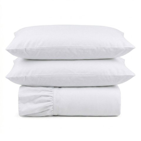 Kit Cobre Leito Turin Casal Micropercal 400 Fios Colcha com Babado Liso 3 Peças Branco