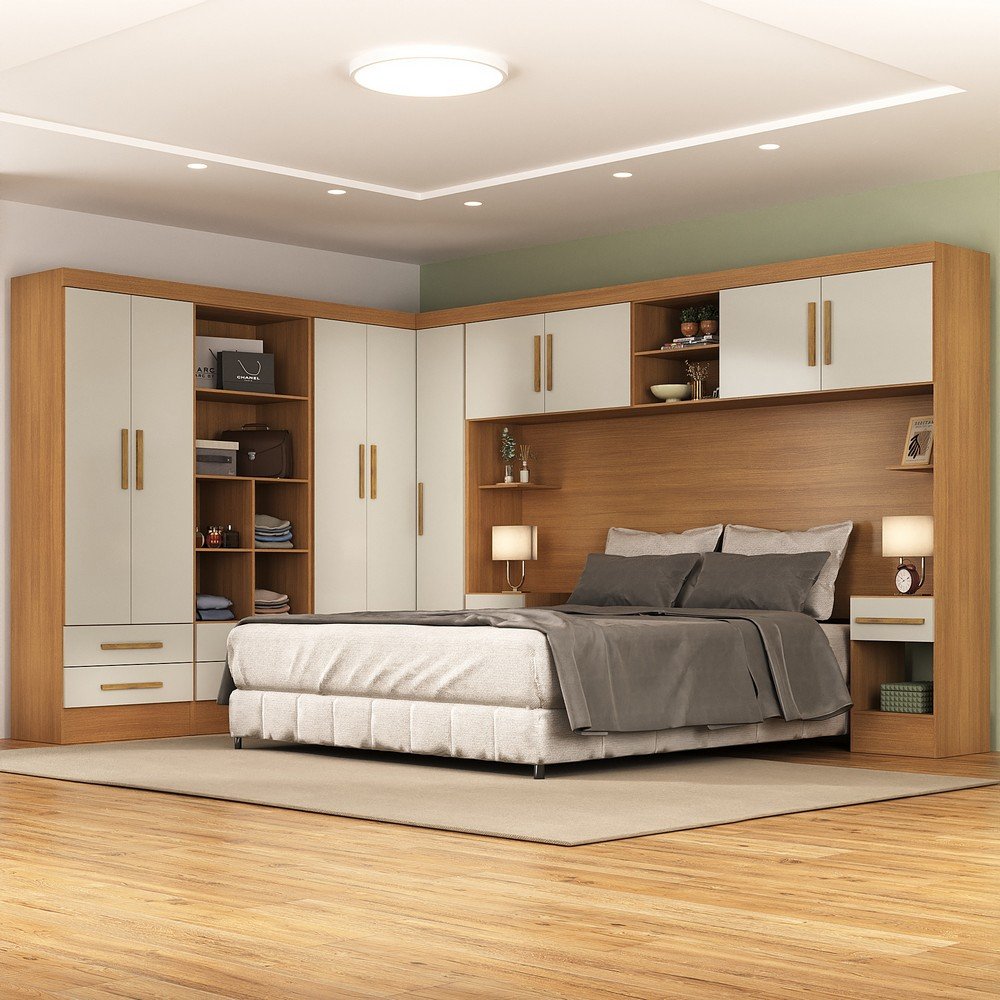 Quarto Completo Genius 9 Portas 8 Gavetas Cinamomo/ Off White - Moville