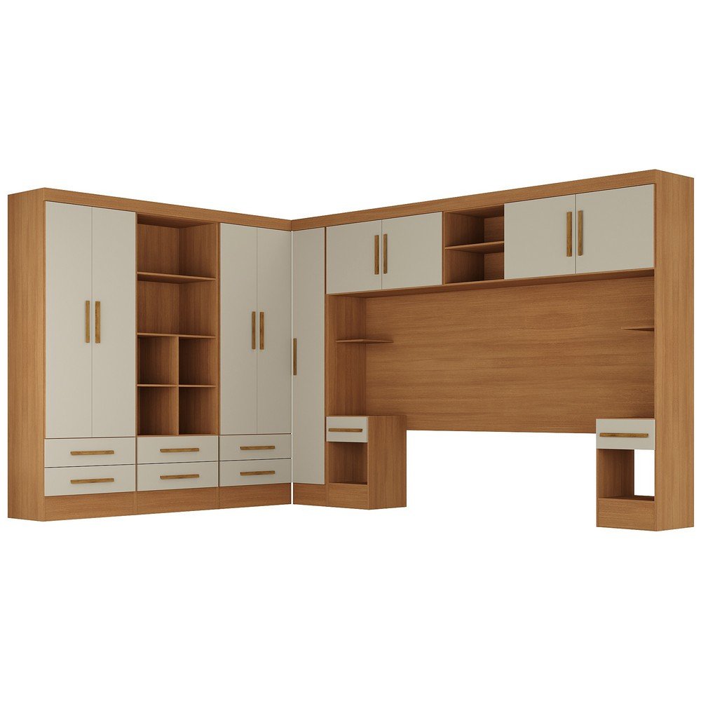 Quarto Completo Genius 9 Portas 8 Gavetas Cinamomo/ Off White - Moville - 8