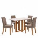 Ver imagem 2 de Conjunto Sala de Jantar Mesa Manu 120cm Tampo MDF e Vidro Canto Arredondado 4 Cadeiras Lily