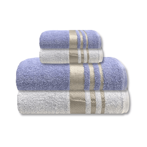 Jogo de Toalha 4 Peças - Felpuda - Toscana - 100% Algodão - Margex Cor: Lilás / Branco