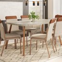 Ver imagem 3 de Conjunto Mesa de Jantar 160cm + 6 Cadeiras Duo Estofada Pr