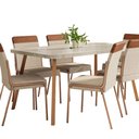 Ver imagem 2 de Conjunto Mesa de Jantar 160cm + 6 Cadeiras Duo Estofada Pr