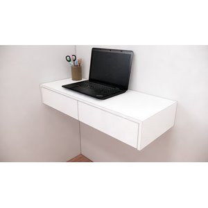 Bancada 2 Gaveta 100% Mdf Suspensa - Envio Montado:Branco/Fosco