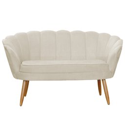 Kit Namoradeira e 1 Poltrona Pétala Decorativa Veludo Bege  - Montanaris Decor - 3
