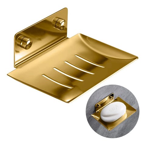 Saboneteira Dourada Banheiro Porta Sabonete Luxo Aço Inox 304 Brinovar