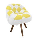 Ver imagem 2 de Poltrona Paloma Escritório Sala Giratória Madeira Suede Branco e Suede Amarelo - Dominic Decor