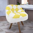 Ver imagem 1 de Poltrona Paloma Escritório Sala Giratória Madeira Suede Branco e Suede Amarelo - Dominic Decor