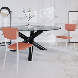 Kit 04 Cadeira para Sala de Jantar Village Branco C01 Courino Terra Rosê - Lyam Decor - 2