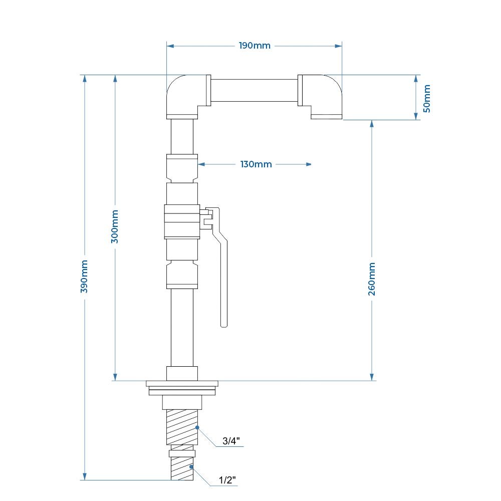 TORNEIRA DESIGN INDUSTRIAL CLASSICA PVC REGISTRO ESFERA 1/2: BRANCO - 5