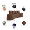 Ver imagem 3 de Sofá 3 Lugares Orgânico 210cm com Almofadas Benin Sintético Pu Castanho B03 - D’Rossi