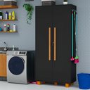 Ver imagem 3 de Armário Multiuso Organizador Laundry em Mdf 194cm – 2 Portas:preto